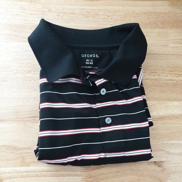 George Short Sleeve Shirt Mens XL 46-48 Golf Athletic Casual Black Red White - Picture 9 of 10